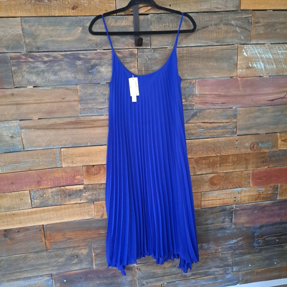 Bleu Rod Beattie Womens Royalโ Blue Pleated Midi Dress Size Small